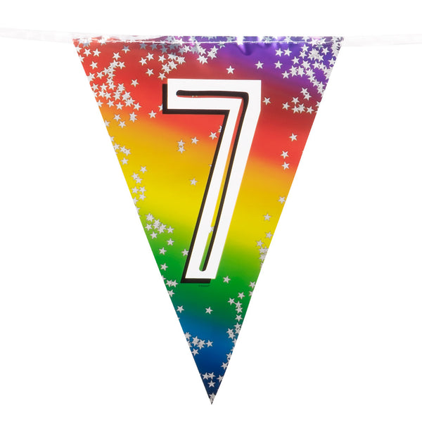 Foil bunting '7' Rainbow (6 m)