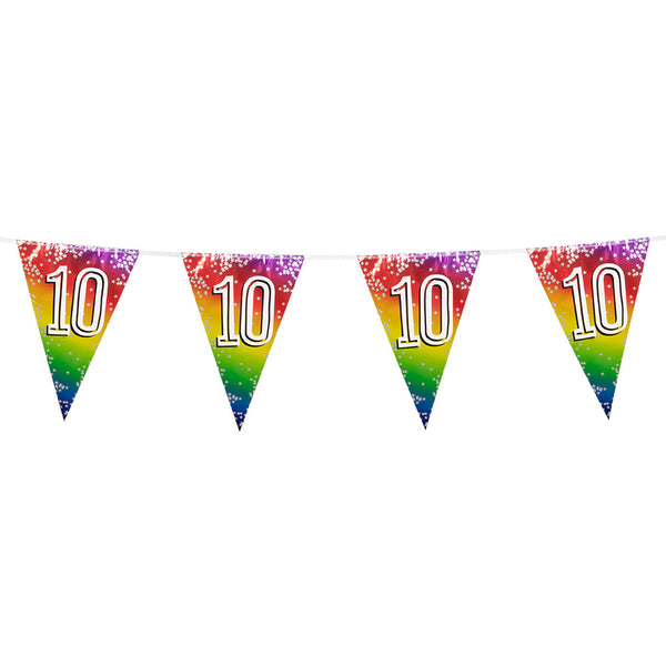 Foil bunting '10' Rainbow (6 m)