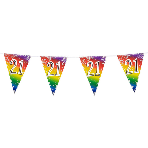 Foil bunting '21' Rainbow (6 m)