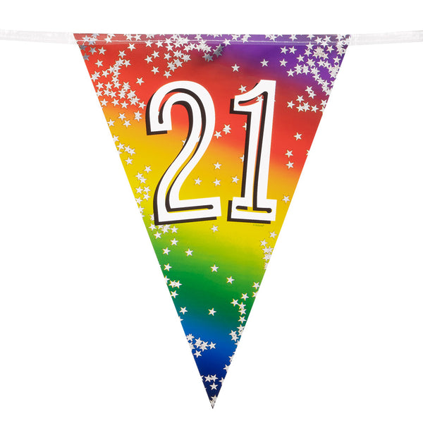 Foil bunting '21' Rainbow (6 m)