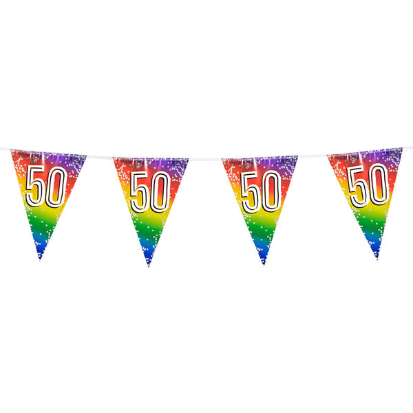 Foil Bunting '50' Rainbow - (6 m)