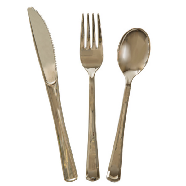 Gold Solid Assorted Plastic Silverware  (18 Pack)
