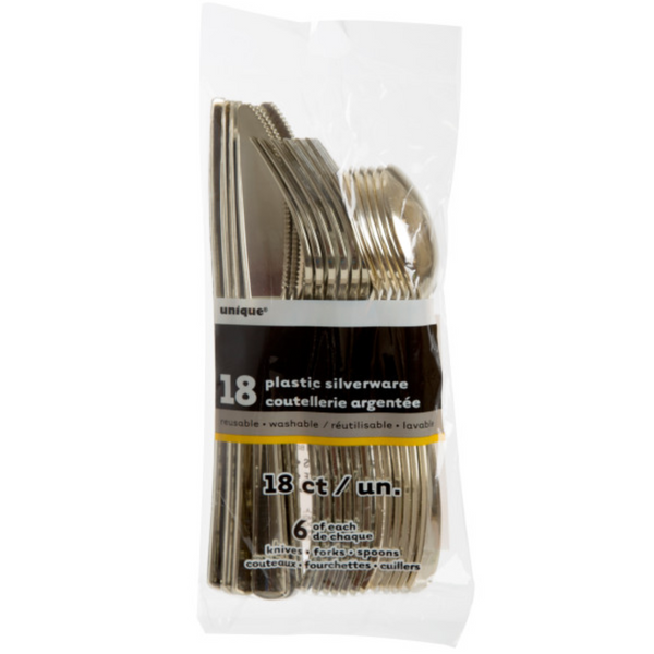 Gold Solid Assorted Plastic Silverware  (18 Pack)