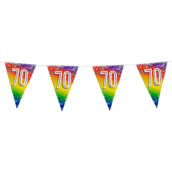 Foil bunting '70' Rainbow (6 m)