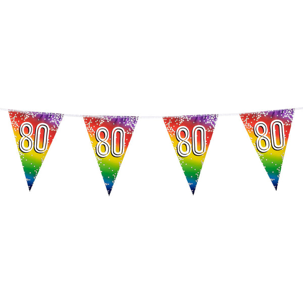 Foil bunting '80' Rainbow (6 m)