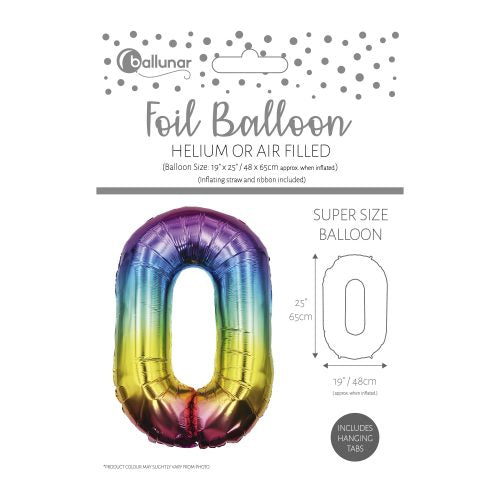 Number 0 Multicoloured Foil Balloon (65cm)