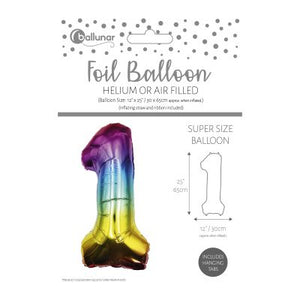 Number 1 Multicoloured Foil Balloon (65cm)