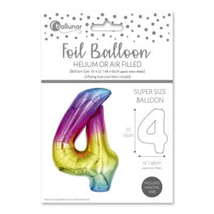 Number 4 Multicoloured Foil Balloon (65cm)
