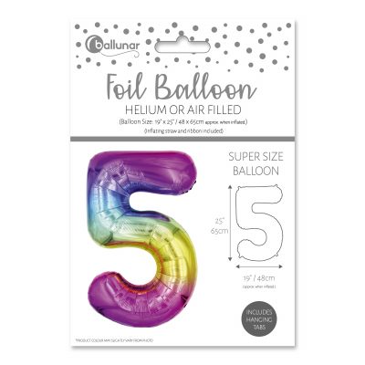 Number 5 Multicoloured Foil Balloon (65cm)