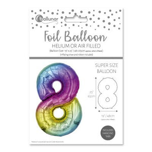 Number 8 Multicoloured Foil Balloon (65cm)