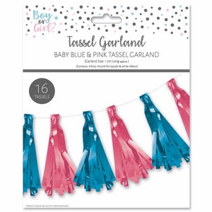 Blue and Pink Foil Tassel Garland
