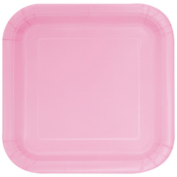 Lovely Pink Solid Square 7" Dessert Plates (16 Pack)