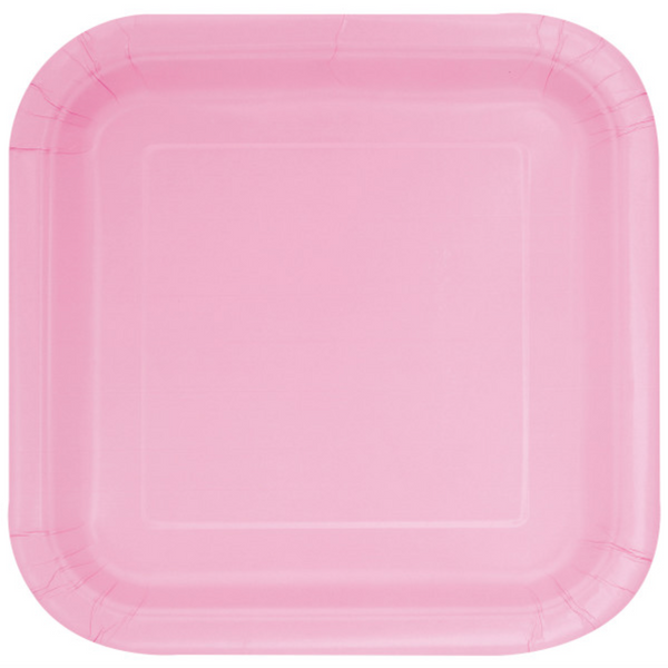 Lovely Pink Solid Square 9" Dinner Plates (14 Pack)