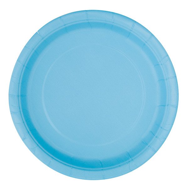Powder Blue Solid Round 7" Dessert Plates (8 Pack)