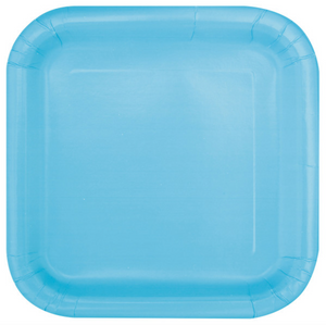 Powder Blue Solid Square 7" Dessert Plates (16 Pack)