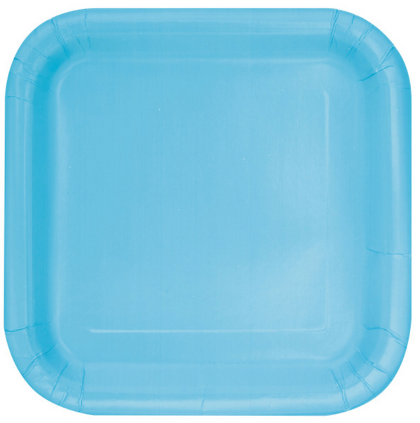 Powder Blue Solid Square 9" Dinner Plates (14 Pack)