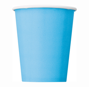 Powder Blue Solid 9oz Paper Cups (14 Pack)