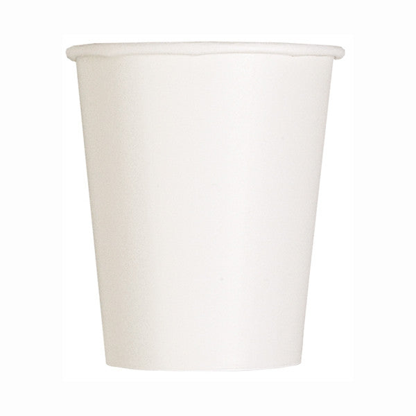 White Solid 9oz Paper Cups (14 Pack)