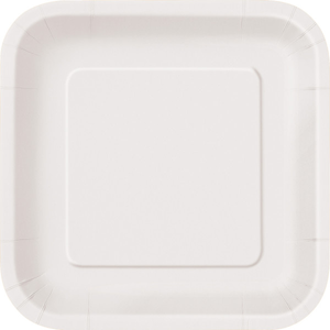White Solid Square 9" Dinner Plates (14 Pack)