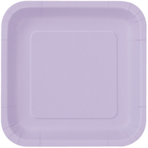 Lavender Solid Square 9" Dinner Plates (14 Pack)