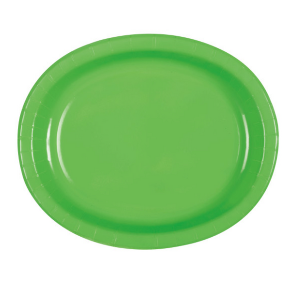 Lime Green Solid Oval Plates (8 Pack)