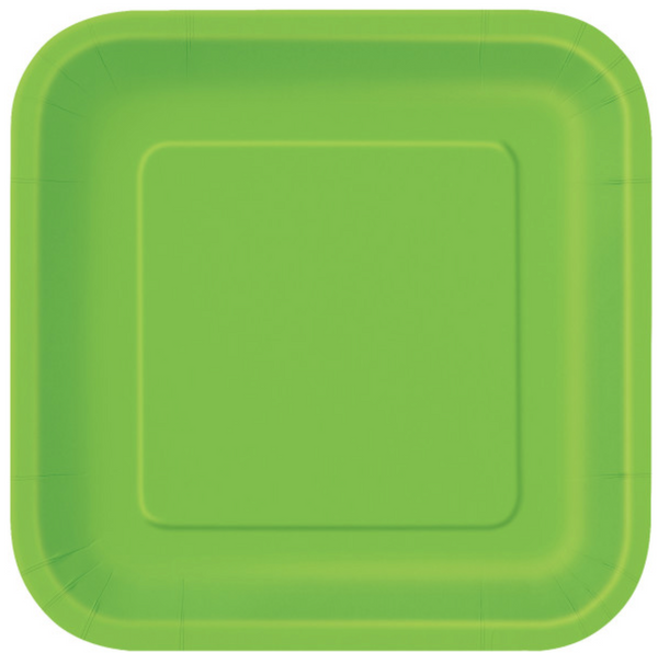 Lime Green Solid Square 7" Dessert Plates (16 Pack)