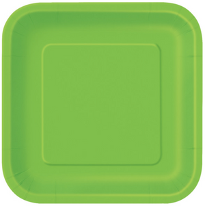 Lime Green Solid Square 9" Dinner Plates (14 pack)