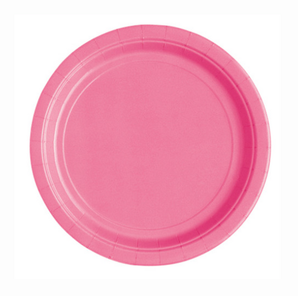 Hot Pink Solid Round 7" Dessert Plates (20 Pack)