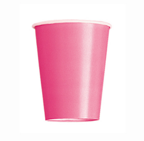 Hot Pink Solid 9oz Paper Cups (14 Pack)