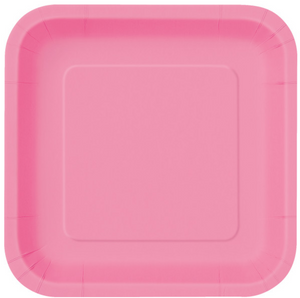 Hot Pink Solid Square 9" Dinner Plates (14 Pack)
