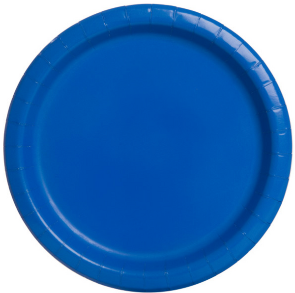 Royal Blue Solid Round 7" Dessert Plates (20 Pack)