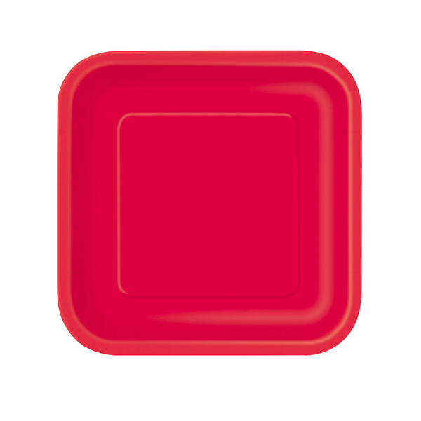 Ruby Red Solid Square 9" Dinner Plates (14 Pack)