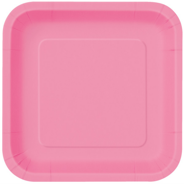 Hot Pink Solid Square 7" Dessert Plates (16 Pack)