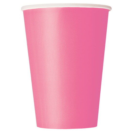 Hot Pink Solid 12oz Paper Cups (10 Pack)