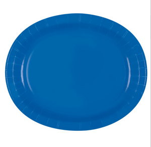 Royal Blue Solid Oval Plates (8 Pack)