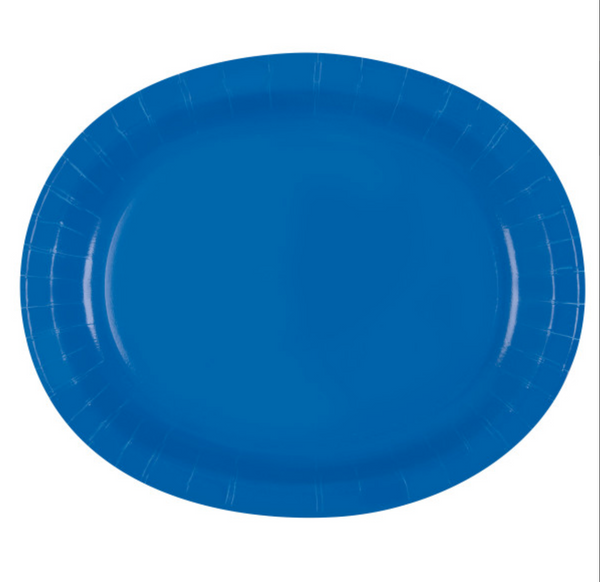 Royal Blue Solid Oval Plates (8 Pack)