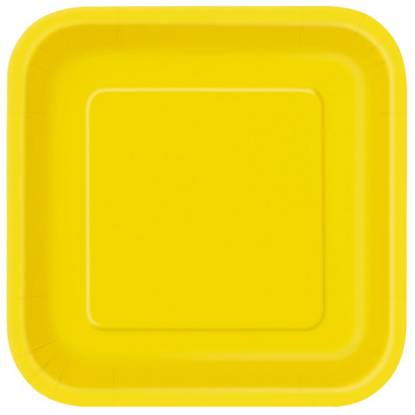 Sunflower Yellow Solid Square 7" Dessert Plates (16 Pack)