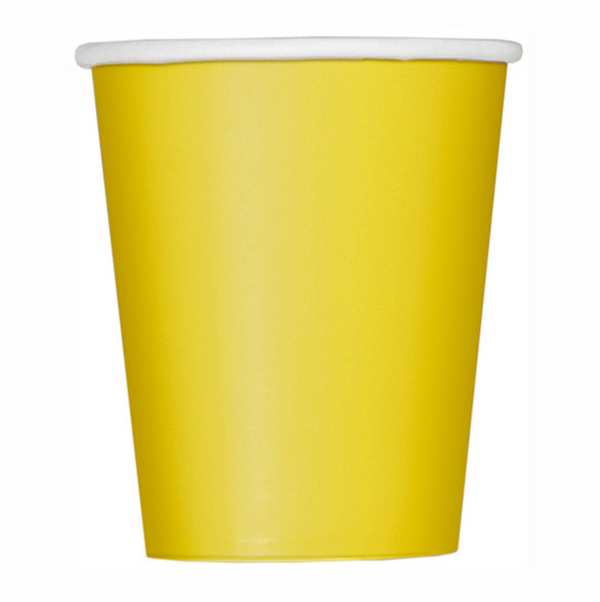 Sunflower Yellow Solid 9oz Paper Cups (14 Pack)