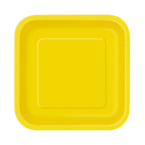 Sunflower Yellow Solid Square 9" Dinner Plates (14 Pack)