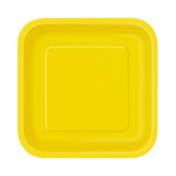 Sunflower Yellow Solid Square 9" Dinner Plates (14 Pack)