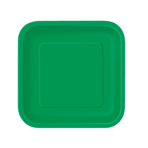 Emerald Green Solid Square 9" Dinner Plates (14 Pack)