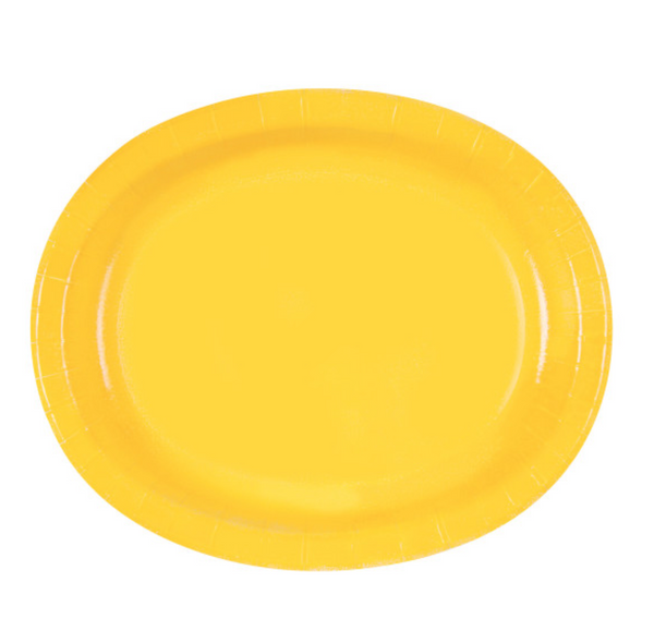 Sunflower Yellow Solid Oval Plates (8 pack)