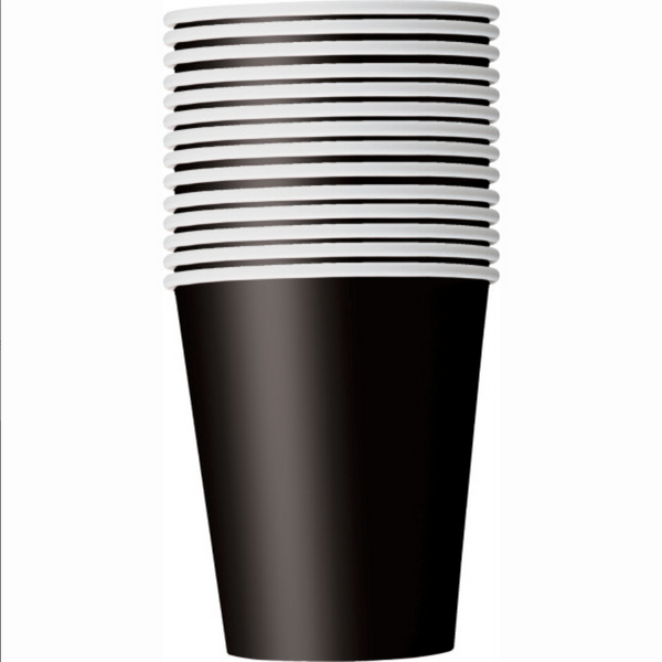Midnight Black Solid 9oz Paper Cups (14 Pack)