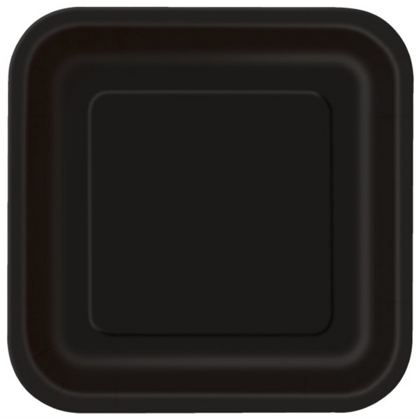 Black Solid Square 9" Dinner Plates (14 Pack)