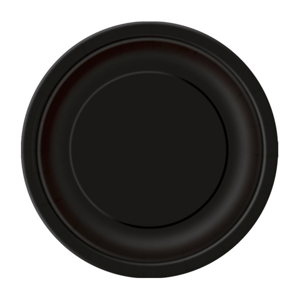 Black Solid Round 9" Dinner Plates (16 Pack)