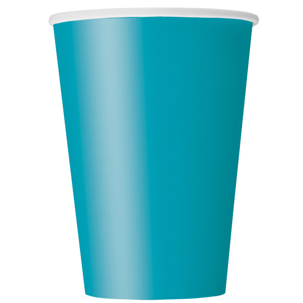 Caribbean Teal Solid 12oz Paper Cups (10 pack)