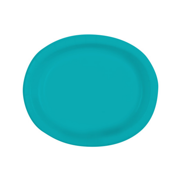 Caribbean Teal Solid Oval Plates (8 Pack)