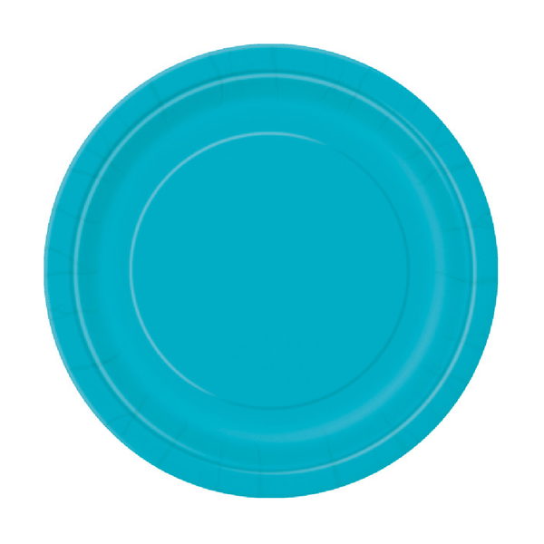 Caribbean Teal Solid Round 7" Dessert Plates (20 Pack)