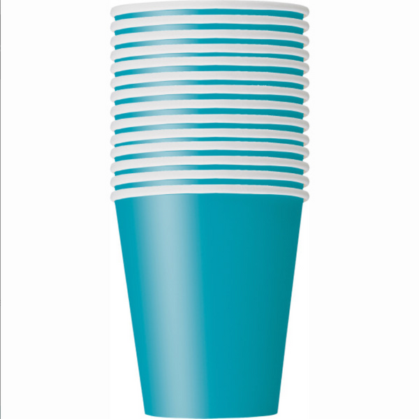 Caribbean Teal Solid 9oz Paper Cups (14 Pack)