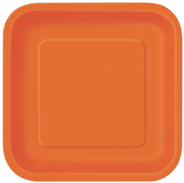 Pumpkin Orange Solid Square 7" Dessert Plates (16 Pack)